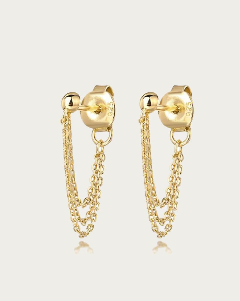 Front of a size O/S Jones Chain Stud in Gold in Gold by F+H Studios. | dia_product_style_image_id:329794